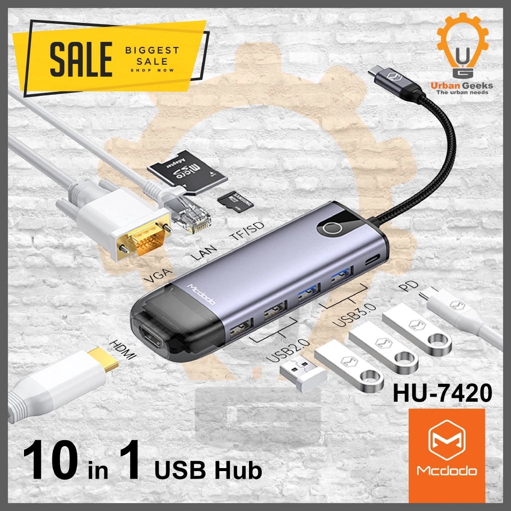 هاب 10 پورت USB-C مک دودو مدل HU-742