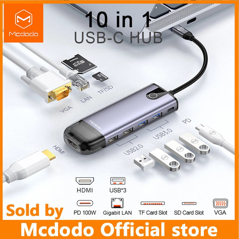 هاب 10 پورت USB-C مک دودو مدل HU-742