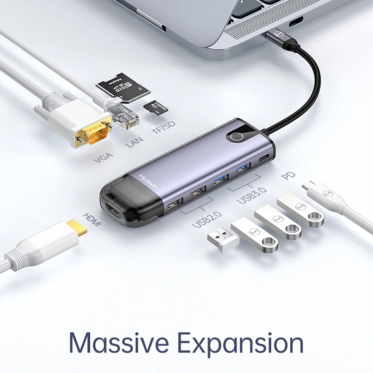 هاب 10 پورت USB-C مک دودو مدل HU-742