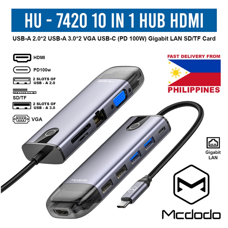 هاب 10 پورت USB-C مک دودو مدل HU-742