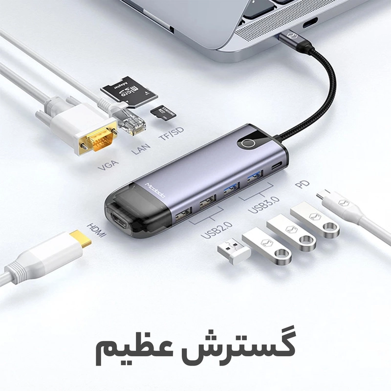 هاب 10 پورت USB-C مک دودو مدل HU-742