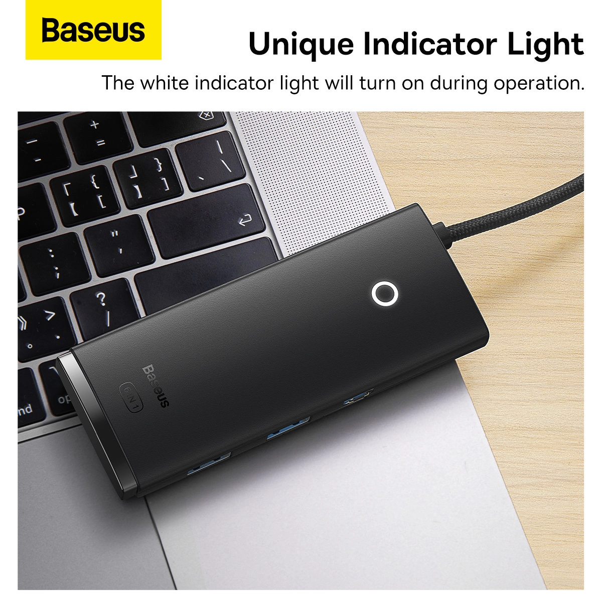 هاب 6 پورت usb-c باسئوس مدل WKQX050001