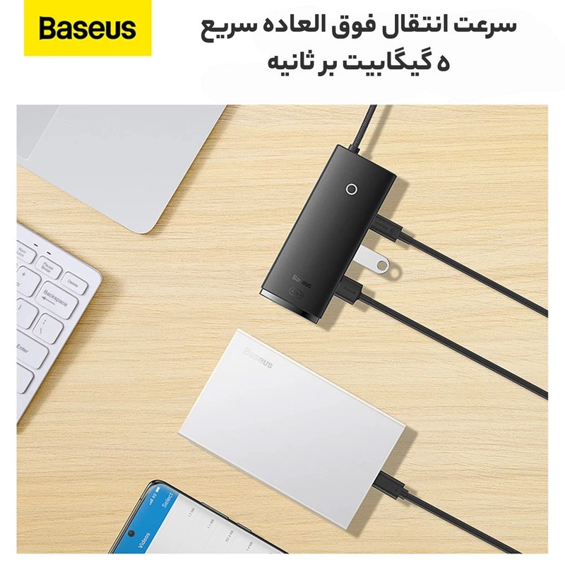 هاب 6 پورت usb-c باسئوس مدل WKQX050001