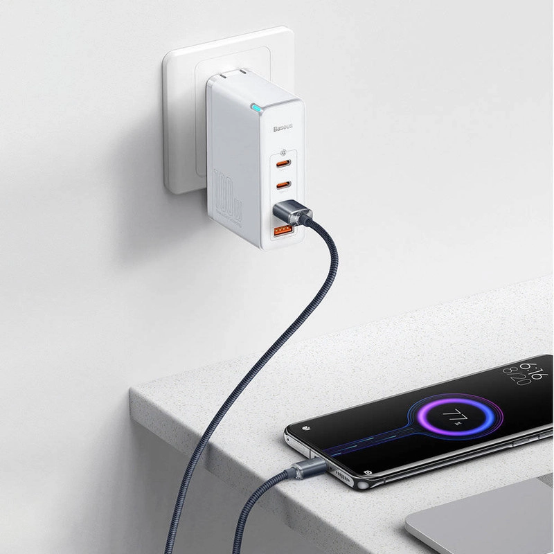 کابل تبدیل USB به USB-C باسئوس مدل Crystal Shine 100W طول 1.2 متر - آبی