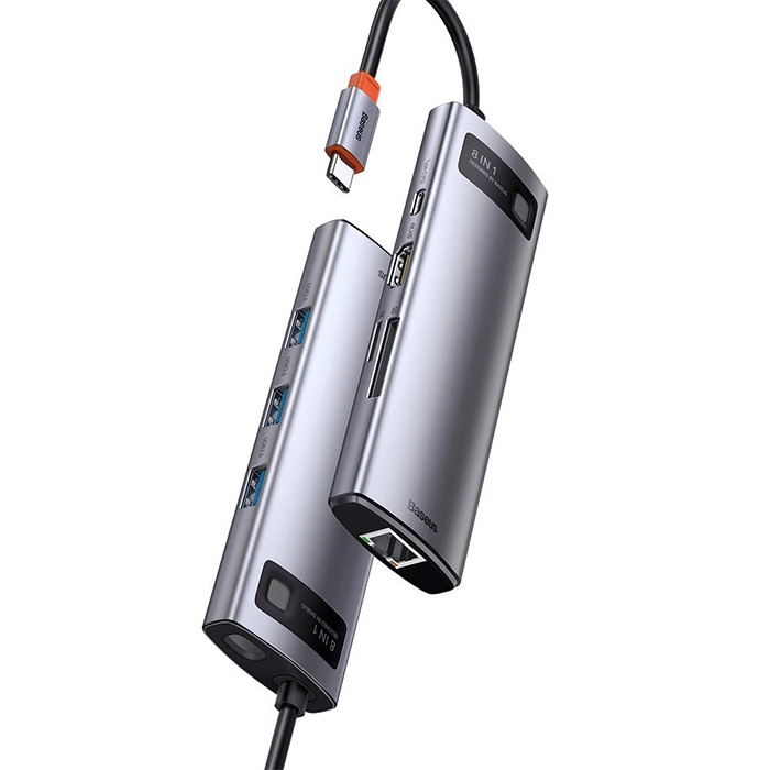 هاب 8 پورت USB-C باسئوس مدل CAHUB-CV0G - خاکستری