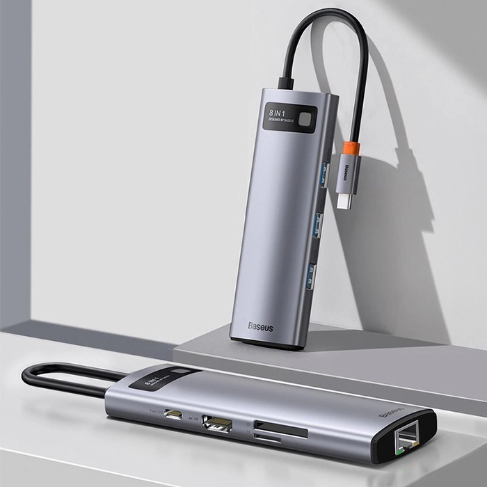 هاب 8 پورت USB-C باسئوس مدل CAHUB-CV0G - خاکستری