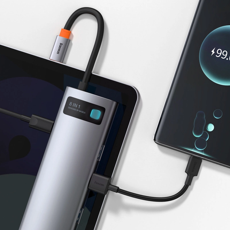 هاب 8 پورت USB-C باسئوس مدل CAHUB-CV0G - خاکستری