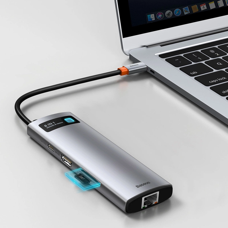 هاب 8 پورت USB-C باسئوس مدل CAHUB-CV0G - خاکستری