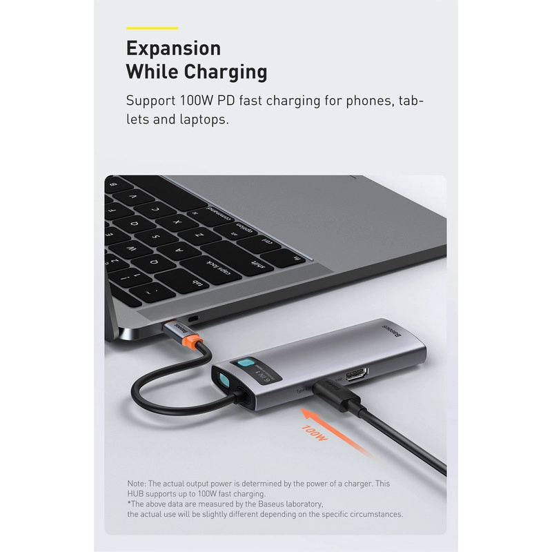هاب 8 پورت USB-C باسئوس مدل CAHUB-CV0G - خاکستری