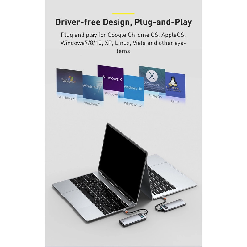 هاب 8 پورت USB-C باسئوس مدل CAHUB-CV0G - خاکستری