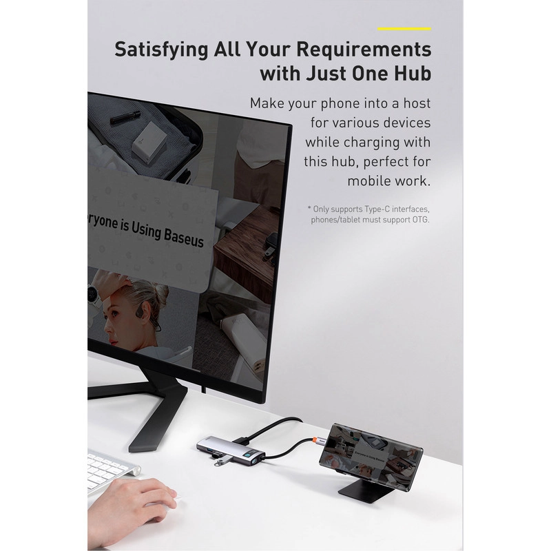 هاب 8 پورت USB-C باسئوس مدل CAHUB-CV0G - خاکستری