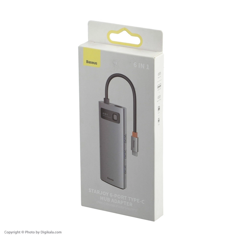 هاب 6 پورت USB-C باسئوس مدل BS-OH042 - تیتانیومی