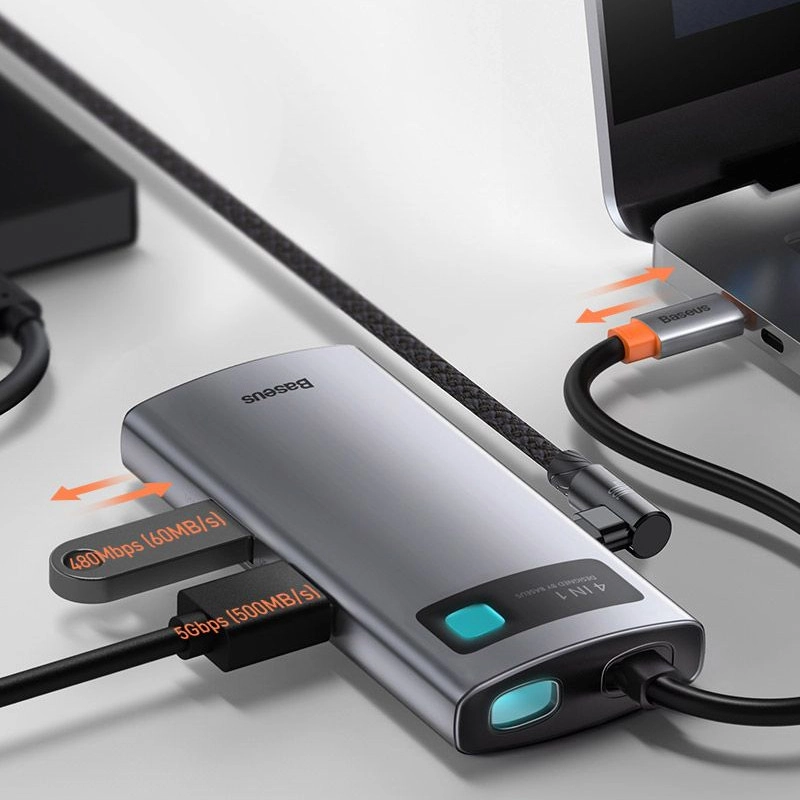 هاب 4 پورت USB-C باسئوس مدل CYOG - خاکستری