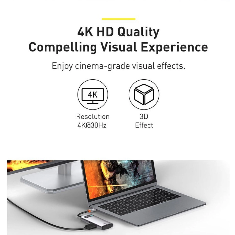 هاب 4 پورت USB-C باسئوس مدل CYOG - خاکستری