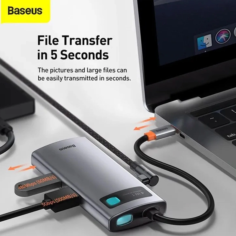 هاب 4 پورت USB-C باسئوس مدل CYOG - خاکستری