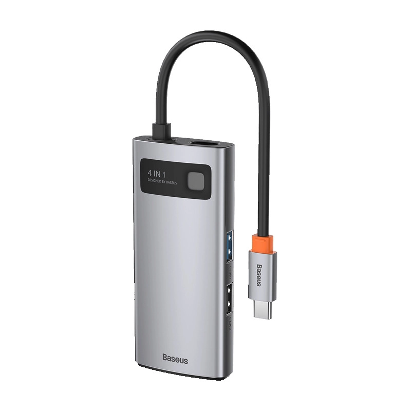 هاب 4 پورت USB-C باسئوس مدل CYOG - خاکستری