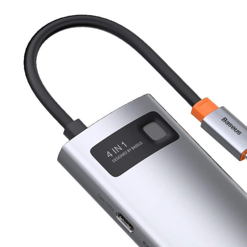 هاب 4 پورت USB-C باسئوس مدل CYOG - خاکستری