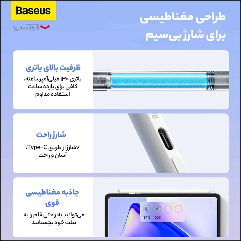 قلم لمسی بیسوس مدل Smooth Writing 2 Series BS-PS003 - سفید