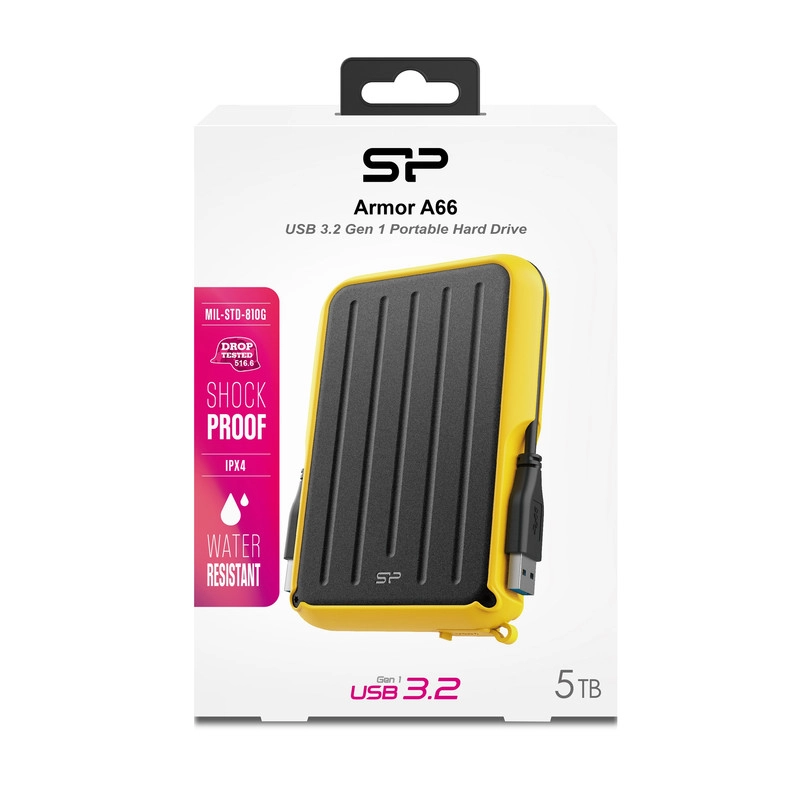 هارد اکسترنال سیلیکون پاور مدل Armor A66 ظرفیت 5 ترابایت - زرد