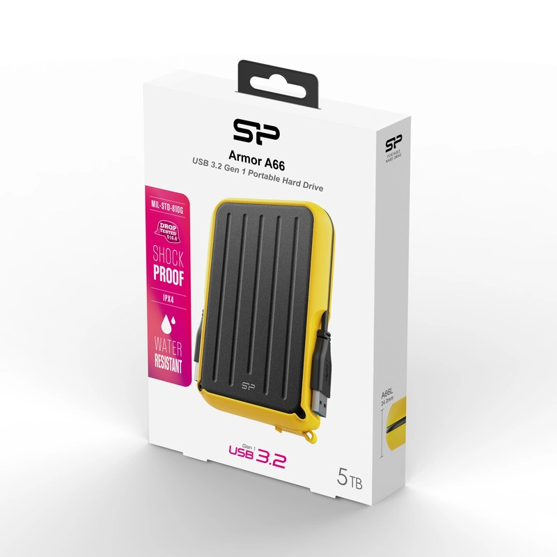هارد اکسترنال سیلیکون پاور مدل Armor A66 ظرفیت 5 ترابایت - زرد