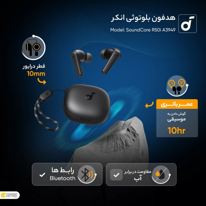 هدفون بلوتوثی انکر مدل SoundCore R50i A3949 - آبی